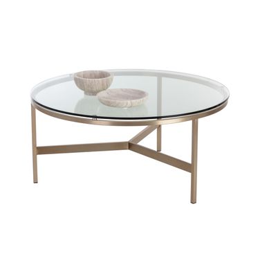 Flato Coffee Table In Antique Brass and Clear