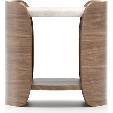 Fleur Side Table with Wood Shelf In Brown
