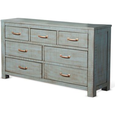 blue farmhouse dresser Hand-Painted Rustic Farmhouse Dresser – Vintage Pine in Hicks Blue –  Vintique Studio Yorkshire main image 0