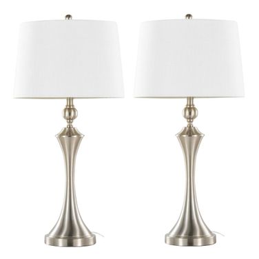 Flint 30.75 Inch Metal Table Lamp with USB Set of 2 In Nickel