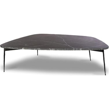Flint Black Marble And Black Iron Legs, Large Coffee Table