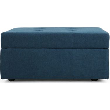 Flip-Top Ottoman with Tufted Waffle Stitch and Rolling Casters In Navy Blue