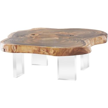 Floating Coffee Table With Acrylic Legs In Natural