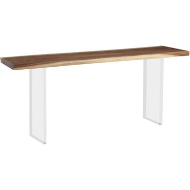 Floating Console Table With Acrylic Legs In Light Brown