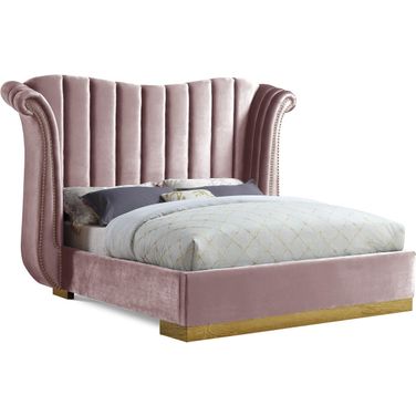 Flora Velvet King Bed In Pink