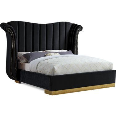 Flora Velvet Queen Bed In Black