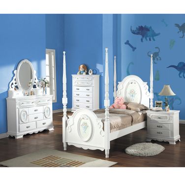 Flora Youth Poster Bedroom Set In White