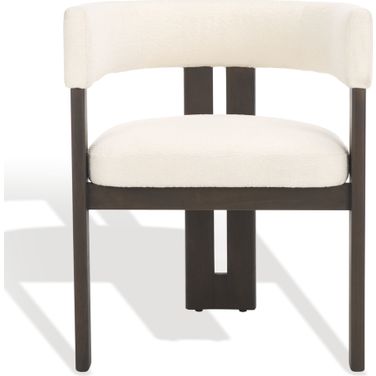 Florabelle Boucle Arm Chair In Ivory and Dark Brown