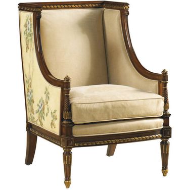 Floral Occasional Chair In Brown and Sand