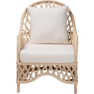 Florence Braided Rattan Arm Chair In Ivory