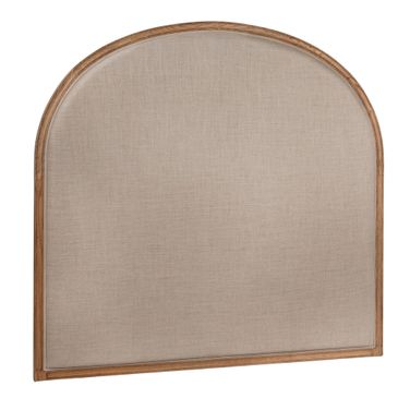 Florence Solid Oak Arched Queen Headboard with Linen Upholstery In Natural