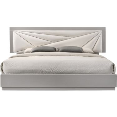 Florence White and Light Grey Lacquer Queen Platform Bed