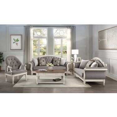 Florian Living Room Set In Gray and White