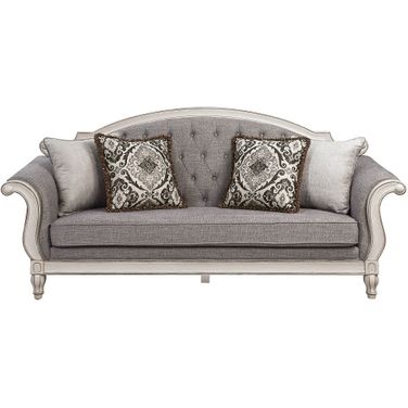 Florian Sofa With 4 Pillows In Gray and White