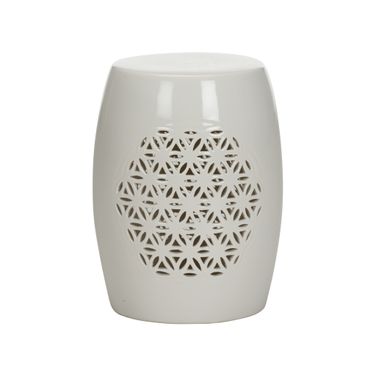 Flower of Life Garden Seat In White and Cream