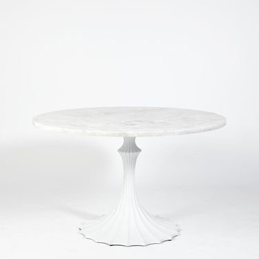 Flute 48 Inch Marble Top Table with 26 Inch Base In White