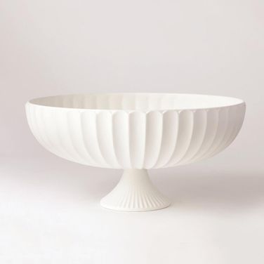 Flute Footed Bowl In White