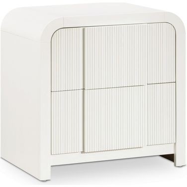 Fluted Nightstand In Cream