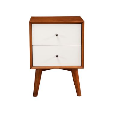 Flynn 2 Drawer Two Tone Nightstand In Chestnut and White