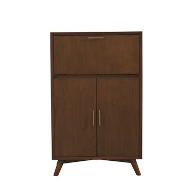 Flynn Large Bar Cabinet with Drop Down Tray In Walnut