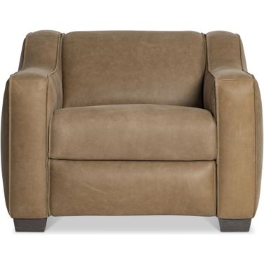 Flynn Leather Power Motion Chair In Beige and Tan