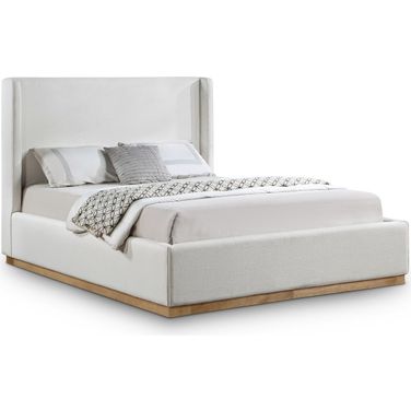Flynn Linen Textured Fabric Full Bed In Cream