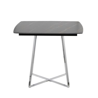 Folia Dinette Table with Marble Effect Ceramic Table Top In Black and Chrome