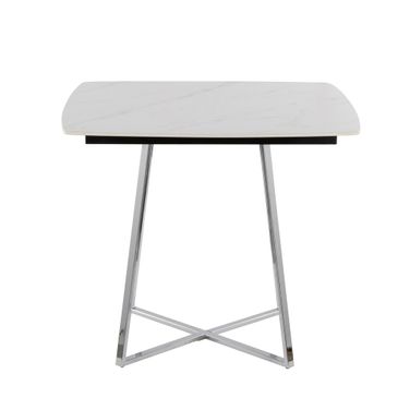 Folia Dinette Table with Marble Effect Ceramic Table Top In White and Chrome