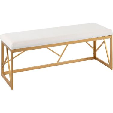 Folia Metal Bench In White and Gold