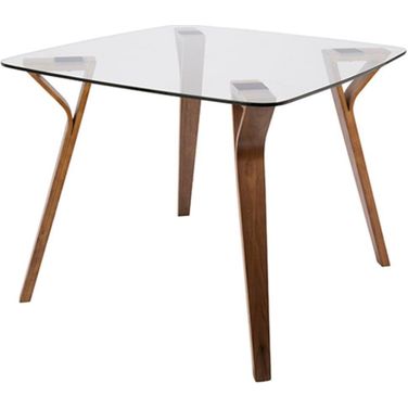 Folia Mid-Century Modern Dinette Table In Walnut And Glass