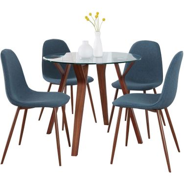 Folia Round Pebble 5 Piece Dining Set In Blue