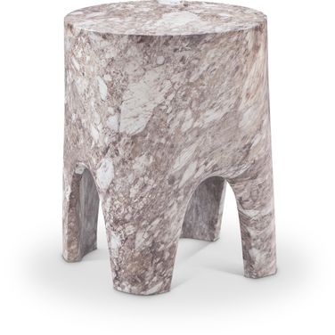 Foligno Marble Finish Concrete End Table In Brown