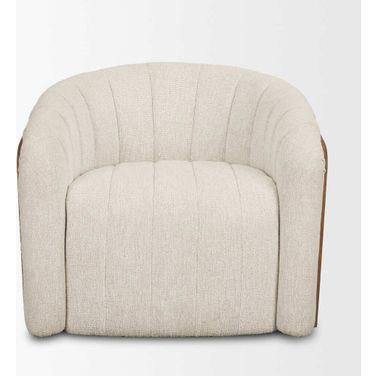 Fonda Fabric with Jute Swivel Accent Chair In Cream and Natural