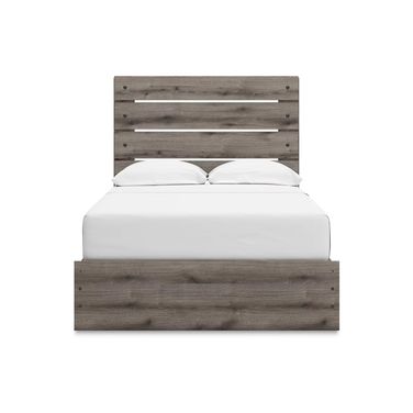 Fondenlane Full Panel Bed with Storage In Brown Gray