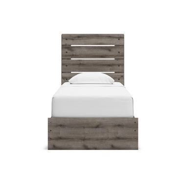 Fondenlane Twin Panel Storage Bed In Brown Gray