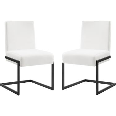 Fontana PU Leather Dining Chair Set of 2 In White and Black