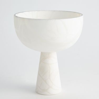 Footed Alabaster Bowl With Silver