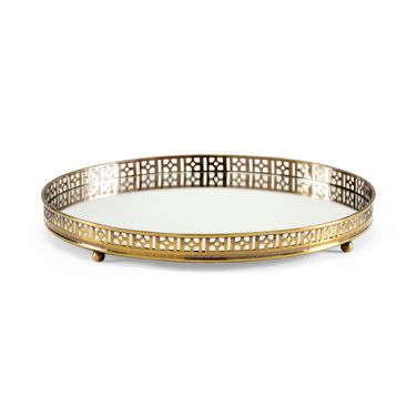 Footed Vanity Tray In Gold