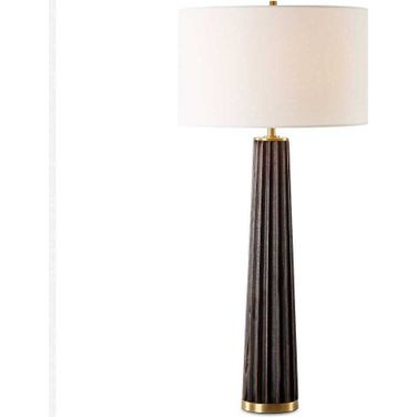 Forage Dark Scalloped Table Lamp In Brown and Gold