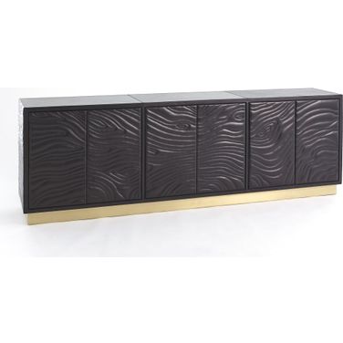 Forest Long Cabinet In Charcoal Leather