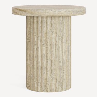 Forma Outdoor Side Table In Travertine