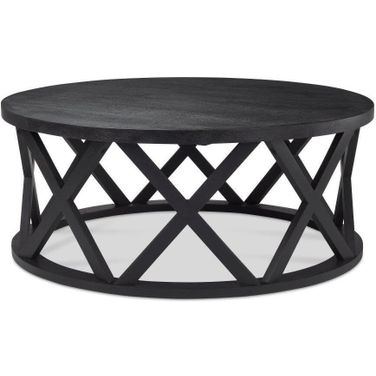 Forsey Black Solid Wood Round Coffee Table