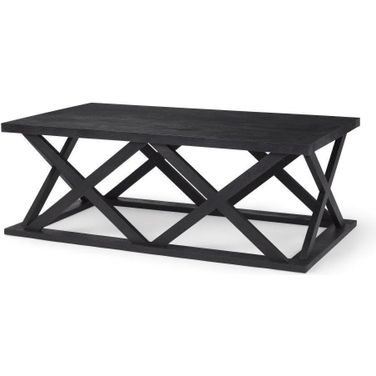 Forsey Black Wood Rectangular Coffee Table