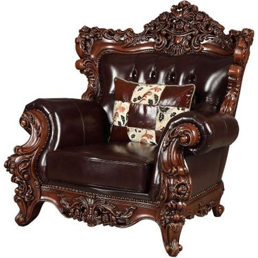 Forsythia Espresso Leather Match Chair