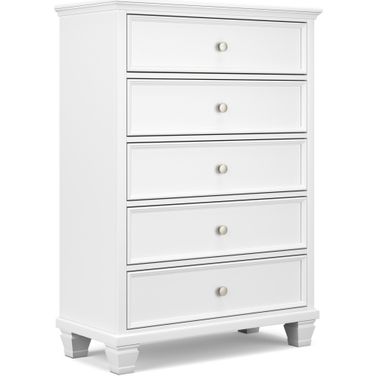 Fortman White Five Drawer Chest