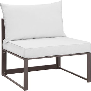 Fortuna Brown White Armless Outdoor Patio Sofa EEI-1520-BRN-WHI