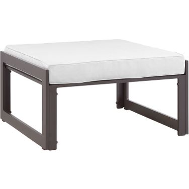 Fortuna Brown White Outdoor Patio Ottoman