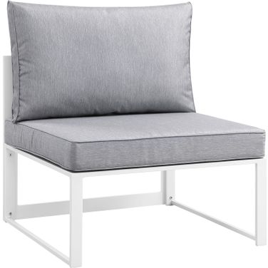 Fortuna White and Gray Armless Outdoor Patio Sofa EEI-1520-WHI-GRY