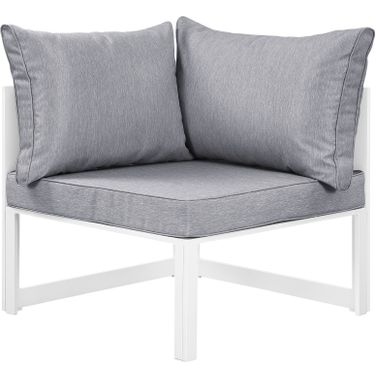 Fortuna White and Gray Corner Outdoor Patio Arm Chair EEI-1518-WHI-GRY