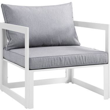 Fortuna White and Gray Outdoor Patio Arm Chair